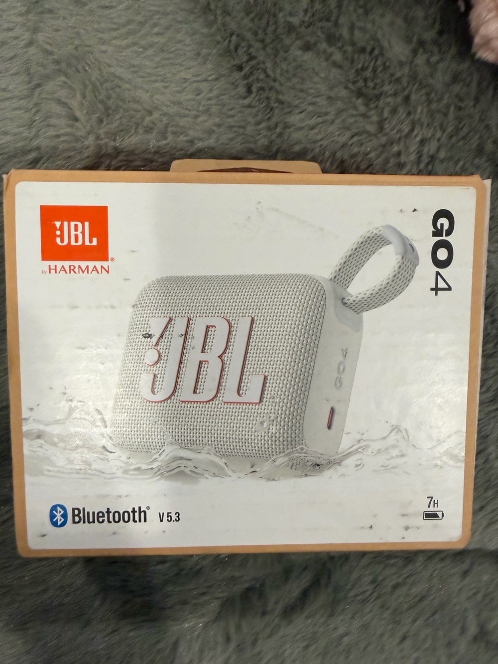 JBL GO 4 Portable Bluetooth Speaker - White with Orange Logo